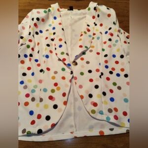 Emery Rose Colorful Women's Polka Dot Blazer Scrunched Sleeves Size 1XL